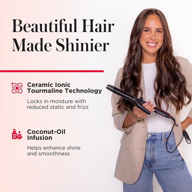 Revlon مكواة تجعيد الشعر Smoothstay بقطر 1 بوصة - عصا تجعيد مشبعة بزيت جوز الهند تعزز اللمعان والنعومة، وتخلق تجعيدات ضيقة وممتلئة، وتقلل من التجاعيد - Image 3